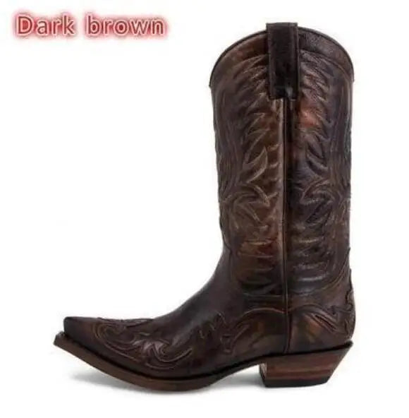 2021 men's new style men's boots fashion leather cowboy boots mid-heel motorcycle boots casual high-quality men's boots 38-48