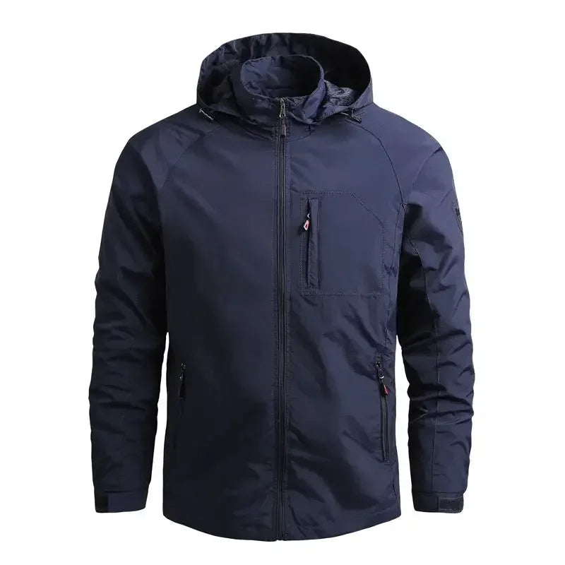 Spring Men Waterproof Jacket Plus Size Windbreaker Rain Coat Breathable Fishing Camping Gorpcore Hooded Jackets Male Clothing