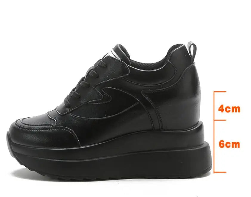 KAYOULAI 10cm Platform Wedge Sneakers Chunky Shoes Genuine Leather for Women Summer Shoes Spring Autumn Walking Sneakers Fashion