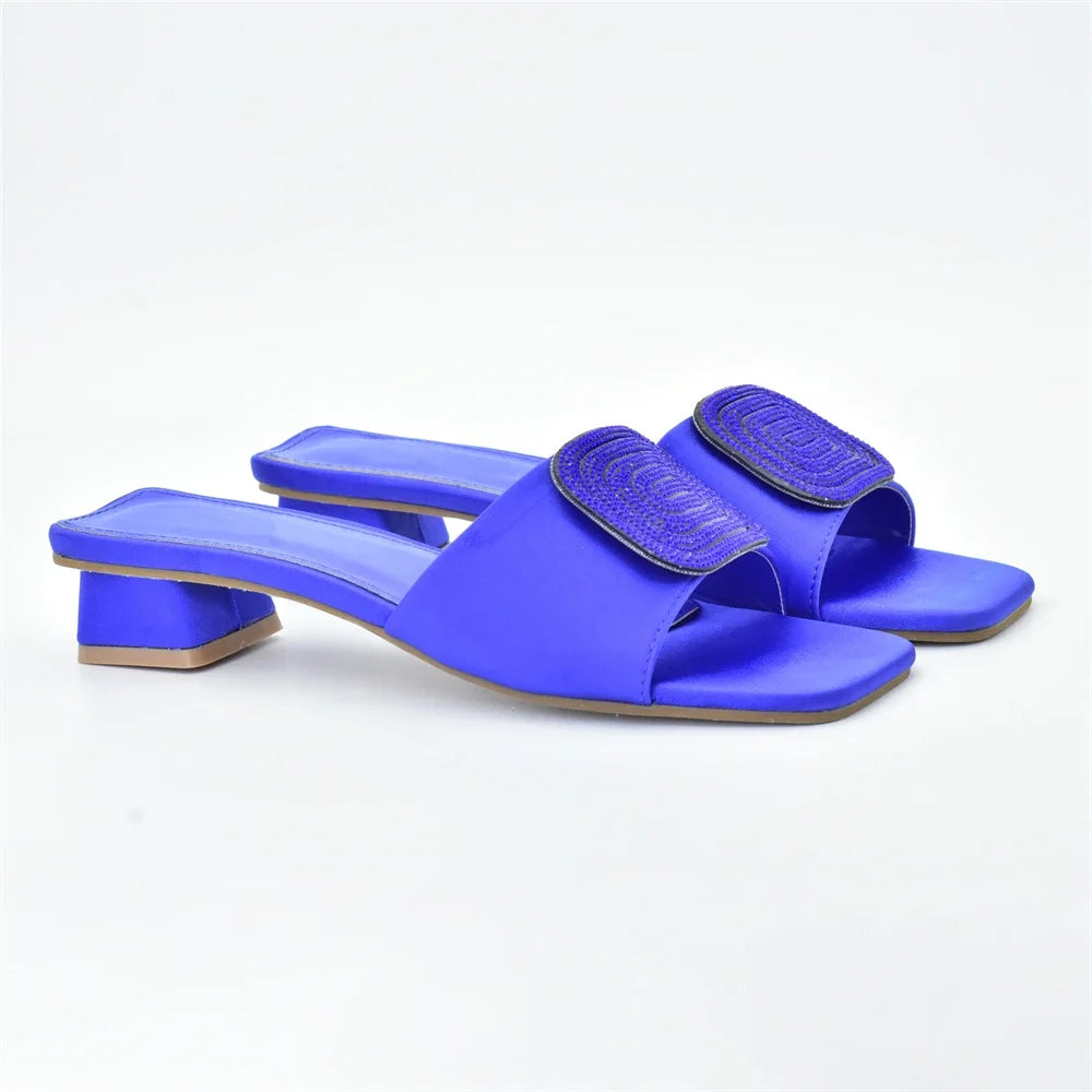 Latest Women's Wedding Banquet Shoes with Rhinestones Women's Shoes Party Pumps Women's Low-heeled Slippers Wedding Shoes Bride