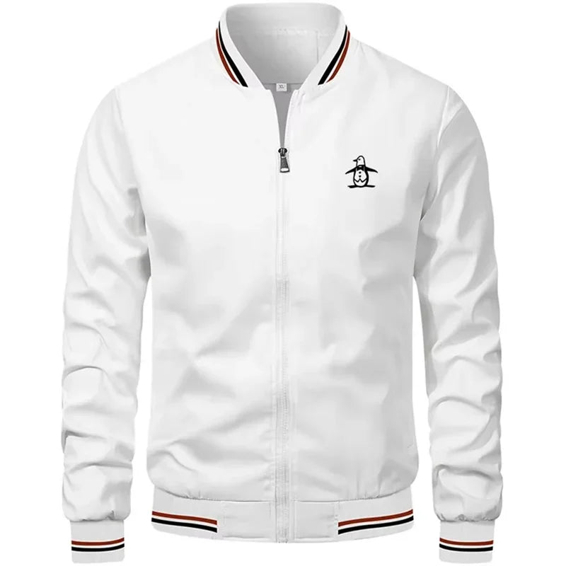 New/Korean/Golf/Men's Stand Up Collar Zipper Sports Jacket, Spring and Autumn Fashion Men's Outdoor Leisure Zipper Jacket