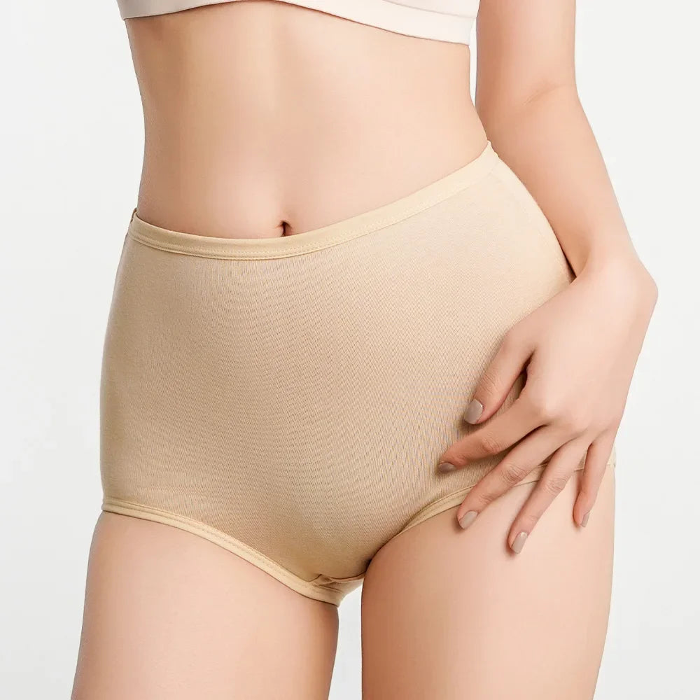 Womens High Waist Underwear Cotton Underpants Soft Breathable Briefs Woman Tummy Control Seamless Invisible Solid Ladies Panties