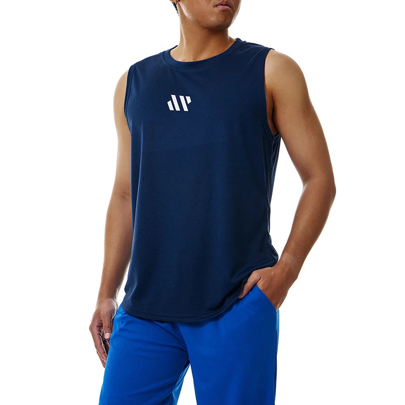 Men'S Sports Vest Summer Breathable Sleeveless Round Neck Solid Color Top Running Fitness Top Men'S Sleeveless Vest  Clothing