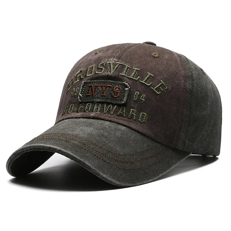 Unisex Washed Cotton Baseball Cap Retro Letter Embroidery Baseball Hat Adjustable Unisex Streetwear Spring Summer Sun Protection