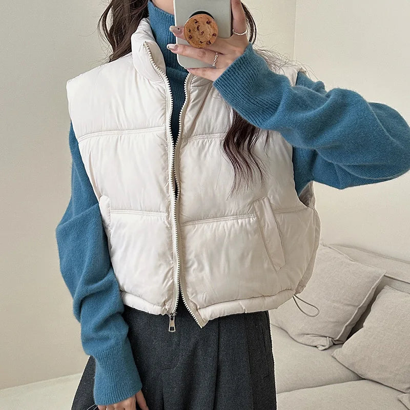 Women Short Vest Jacket Autumn Winter Sleeveless Waistcoat Women Thicken Short Vestcoat Warm Sleeveless Jacket For Female