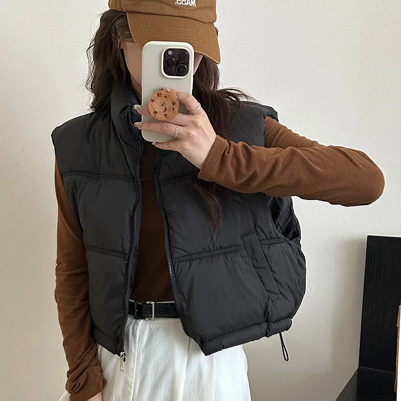 Women Short Vest Jacket Autumn Winter Sleeveless Waistcoat Women Thicken Short Vestcoat Warm Sleeveless Jacket For Female