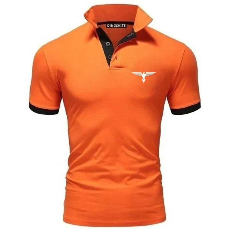 Polo collar contrasting color shirt office fashionable new T-shirt polo shirt men's summer top business casual breathable