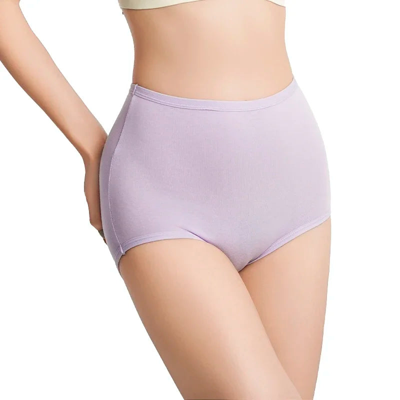 Womens High Waist Underwear Cotton Underpants Soft Breathable Briefs Woman Tummy Control Seamless Invisible Solid Ladies Panties