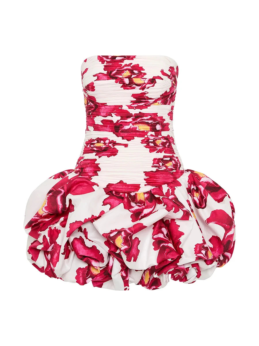 TWOTWINSTYLE Solid Spliced Ruffles Slimming Dresses For Women Slash Neck Sleeveless High Waist Mini Dress Female Fashion Style