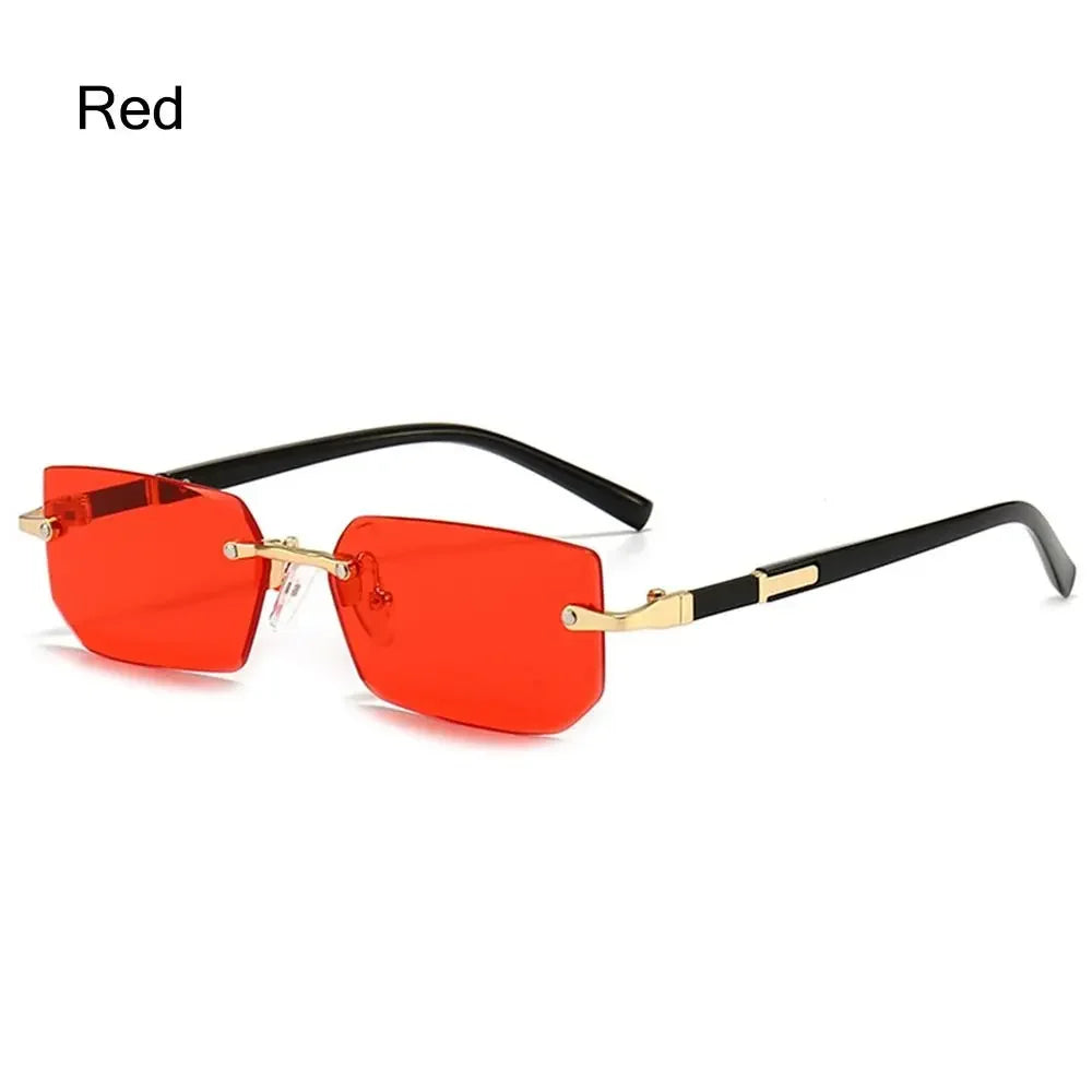 Trendy Rimless Rectangle Sunglasses Men Women 2024 Fashion New in Vintage Shades Eyewear Brand Design Ocean Lenses Sun Glasses