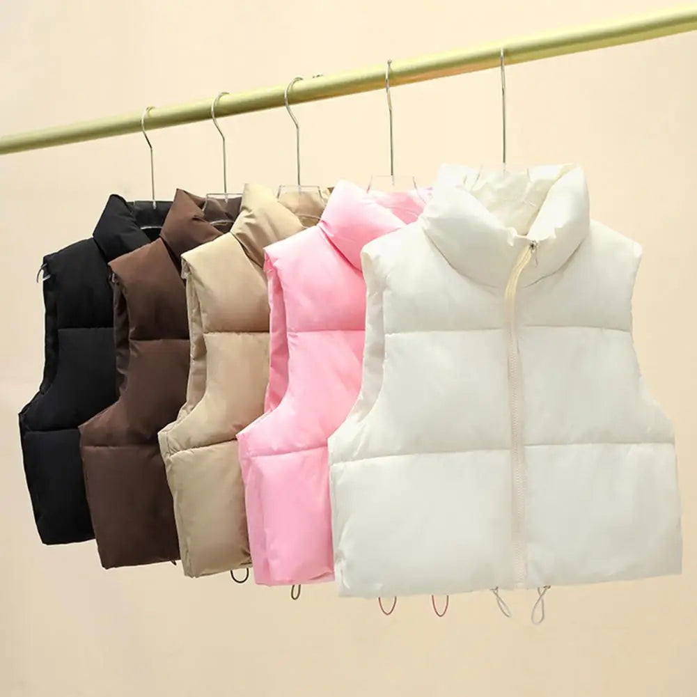 Casual Stand-up Collar Vest Thick Winter Waistcoat Women's Winter Vest Coat with Stand-up Collar Thickened Padded for Cold