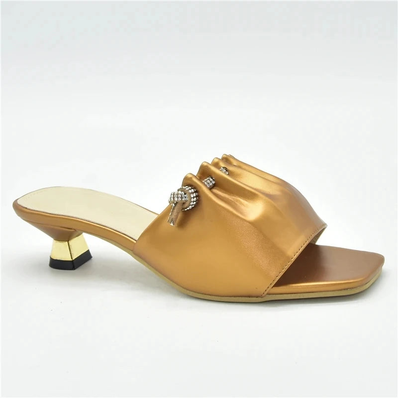 New Arrival Wedding African Shoes 2024 Fashion Women Open Toe Pumps African Women Party Pumps Decorated with Rhinestone