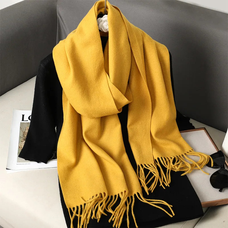 New Cashmere Scarf Women's Winter Scarves Wool Black Red Scarf Ladies Winter Big Pashmina Scarf XWJ01