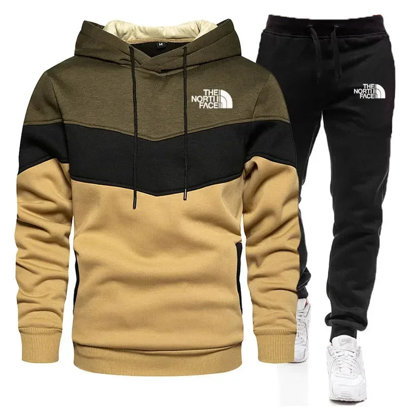 Autumn and winter Sportswear suit men's hoodies set casual warm sports sweater brand pullover + jogging pants 2-piece set