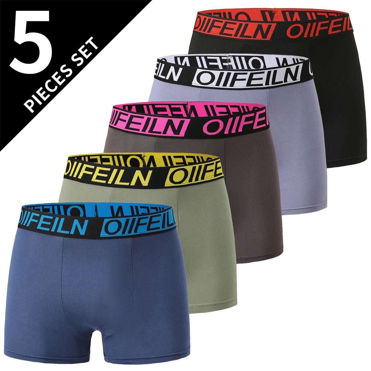 5-Piece Men's Fashion Printing Plus Size 5XL6XL Boyshort Underwear Comfortable For Sports Casual Underwear Elastic Waist Shorts