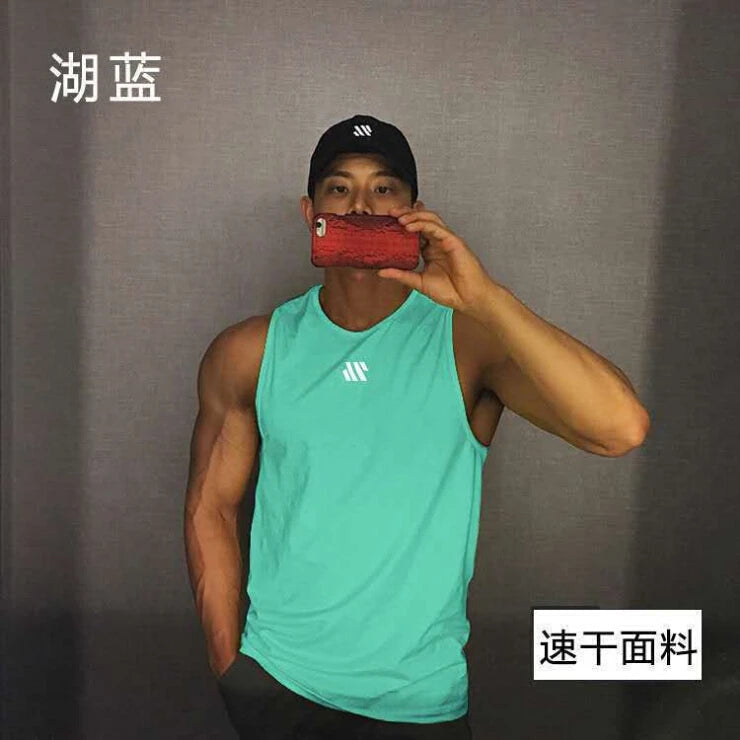 Men'S Sports Vest Summer Breathable Sleeveless Round Neck Solid Color Top Running Fitness Top Men'S Sleeveless Vest  Clothing