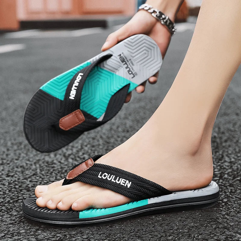 Men's Flip-Flops Waterproof Non-Slip Soft Sole Wear-Resistant Home Outdoor Multi-Color Slip-On Flip-Flops