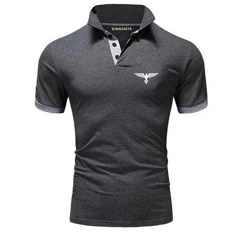 Polo collar contrasting color shirt office fashionable new T-shirt polo shirt men's summer top business casual breathable