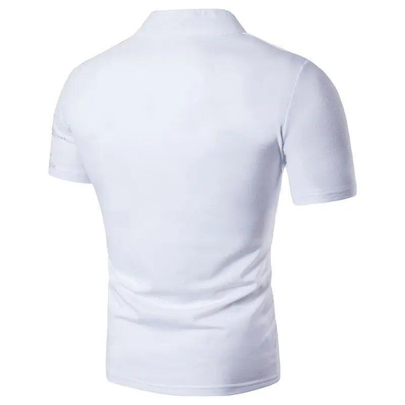 Spring Summer Men Casual Short Sleeve Stand Collar T Shirt Men Sport T Shirt Logo Print Slim Fit Tee Shirt Quick Drying Tops .