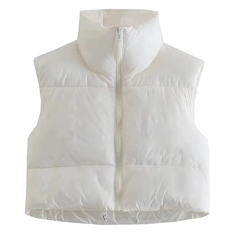 Women Winter Warm Crop Waistcoat Sleeveless Stand Collar Double Sided Lightweight Puffer Vest 2022 Streetwear