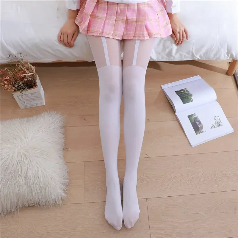 Sexy Women Pantyhose Tights Bowknot Lolita Nylon Tights Stockings Seamless Fishnet Pantyhose Female Hosiery Japanese Style Black