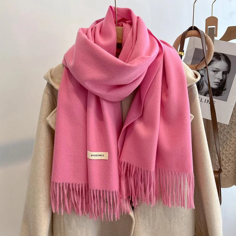 2024 Winter Scarf For Women Long Warm Cashmere Scarves Hijab Solid Lady Shawl Wrap Female Pashmina Bandana Head Scarfs New