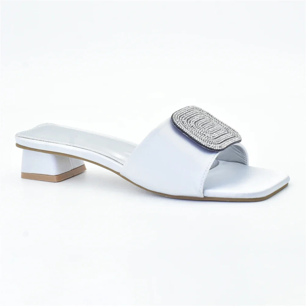 Latest Women's Wedding Banquet Shoes with Rhinestones Women's Shoes Party Pumps Women's Low-heeled Slippers Wedding Shoes Bride
