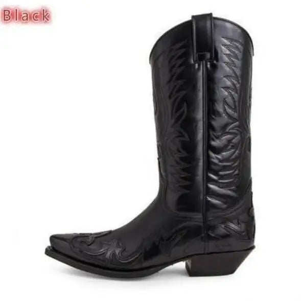 2021 men's new style men's boots fashion leather cowboy boots mid-heel motorcycle boots casual high-quality men's boots 38-48