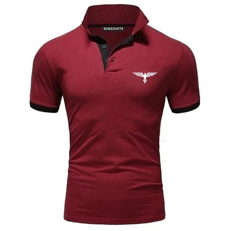 Polo collar contrasting color shirt office fashionable new T-shirt polo shirt men's summer top business casual breathable