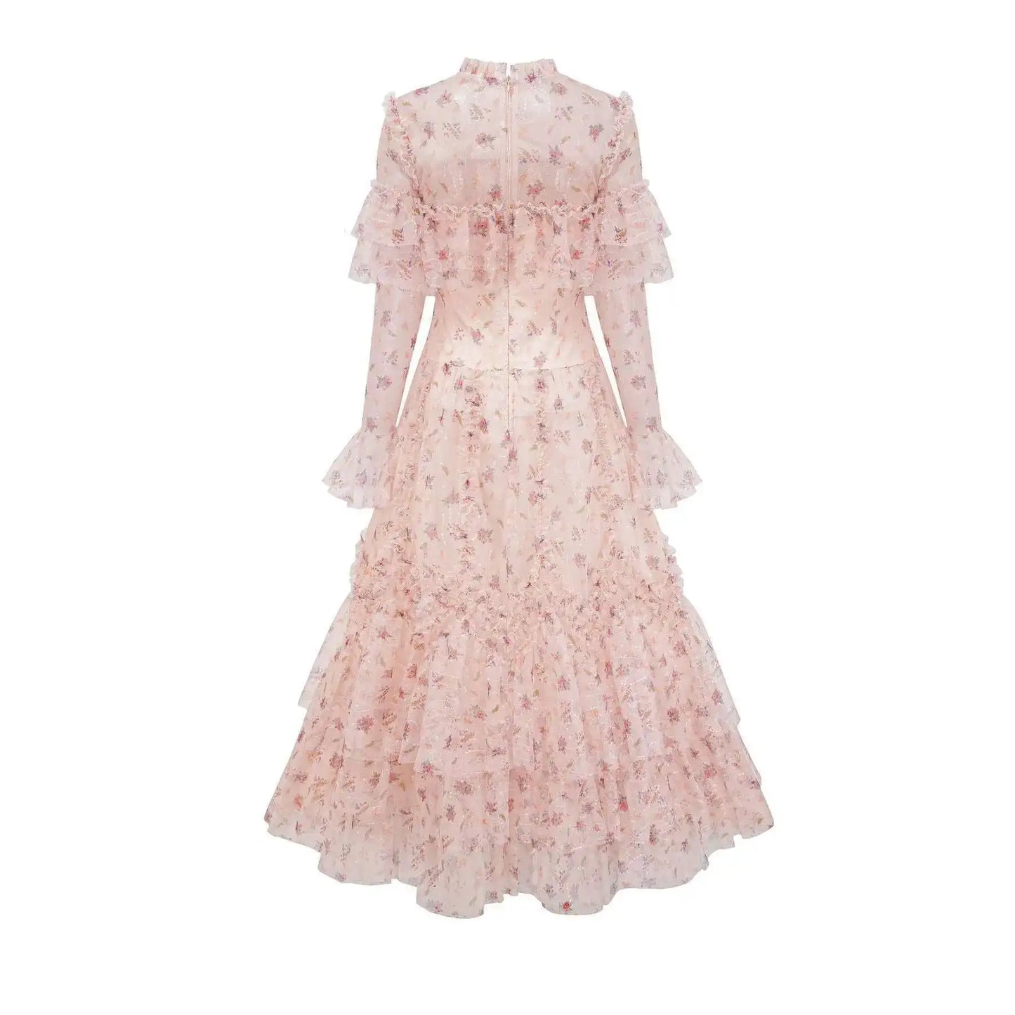 JAMERARY Women Embroidered Dress Summer 2024 Short Sleeve Layers Ruffles Cake Floral Print Long Maxi Prom Vestidos Party Robe