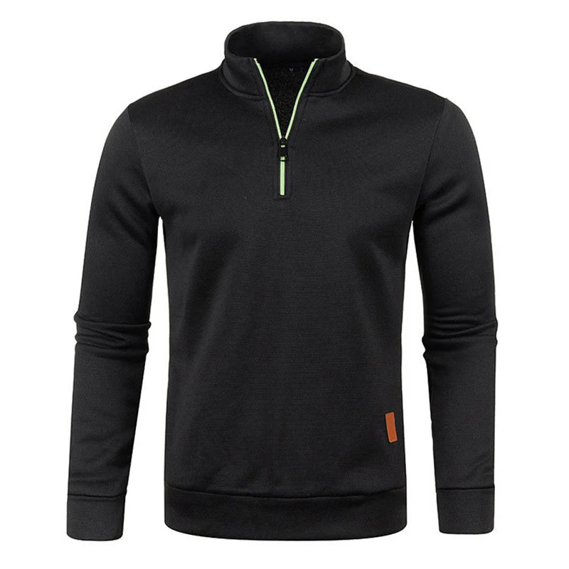2024 Men's Casual Sweater Half Zipper Pullover Autumn New Thin Sweatshirts Outdoor Work Sweater Standcollar Turtleneck Sweater