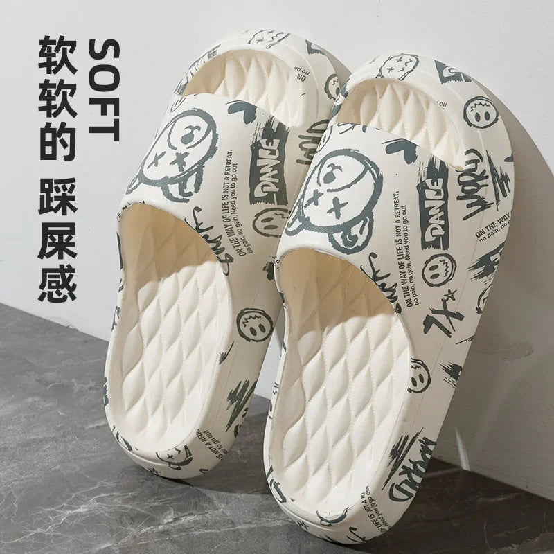 Men Flip-flops Summer Slippers Printing Sandals Trend Anti Slip Shoes EVA Slippers Fashion Women Massage Beach Footwear Chanclas