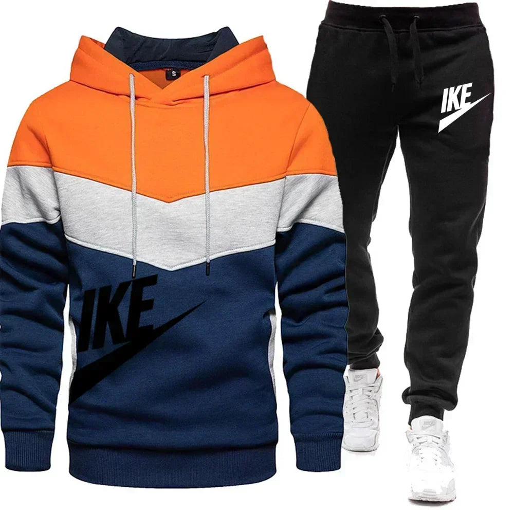 Autumn and winter Sportswear suit men's hoodies set casual warm sports sweater brand pullover + jogging pants 2-piece set