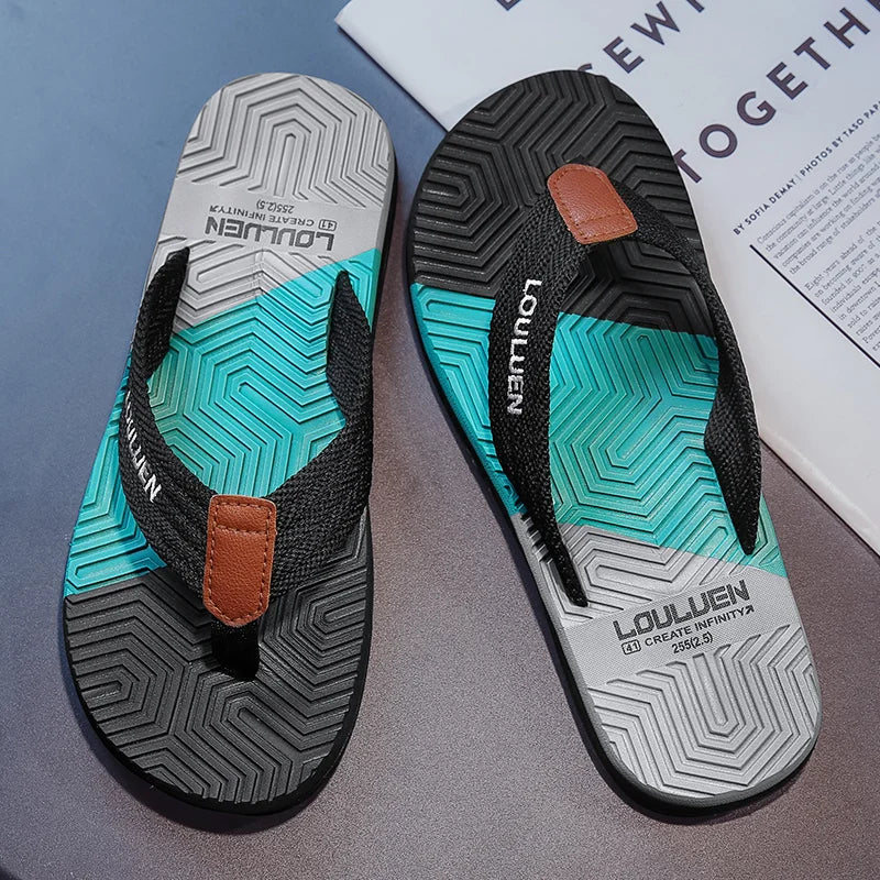 Men's Flip-Flops Waterproof Non-Slip Soft Sole Wear-Resistant Home Outdoor Multi-Color Slip-On Flip-Flops