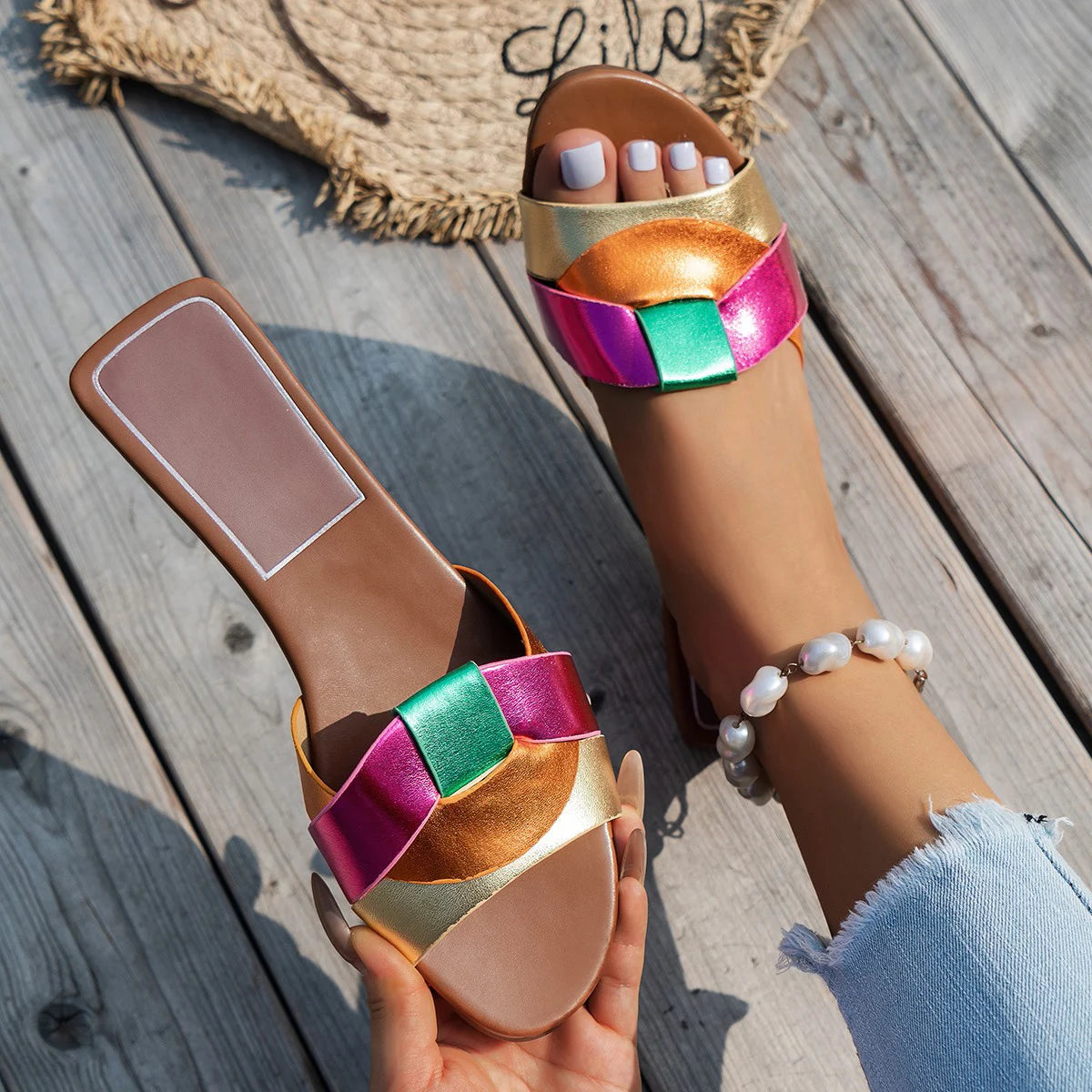 New Summer Designer Women'S Solid Color Fashion Slippers Zapatos De Mujer Women'S Shoes Slippers Women Slippers  Women Shoes