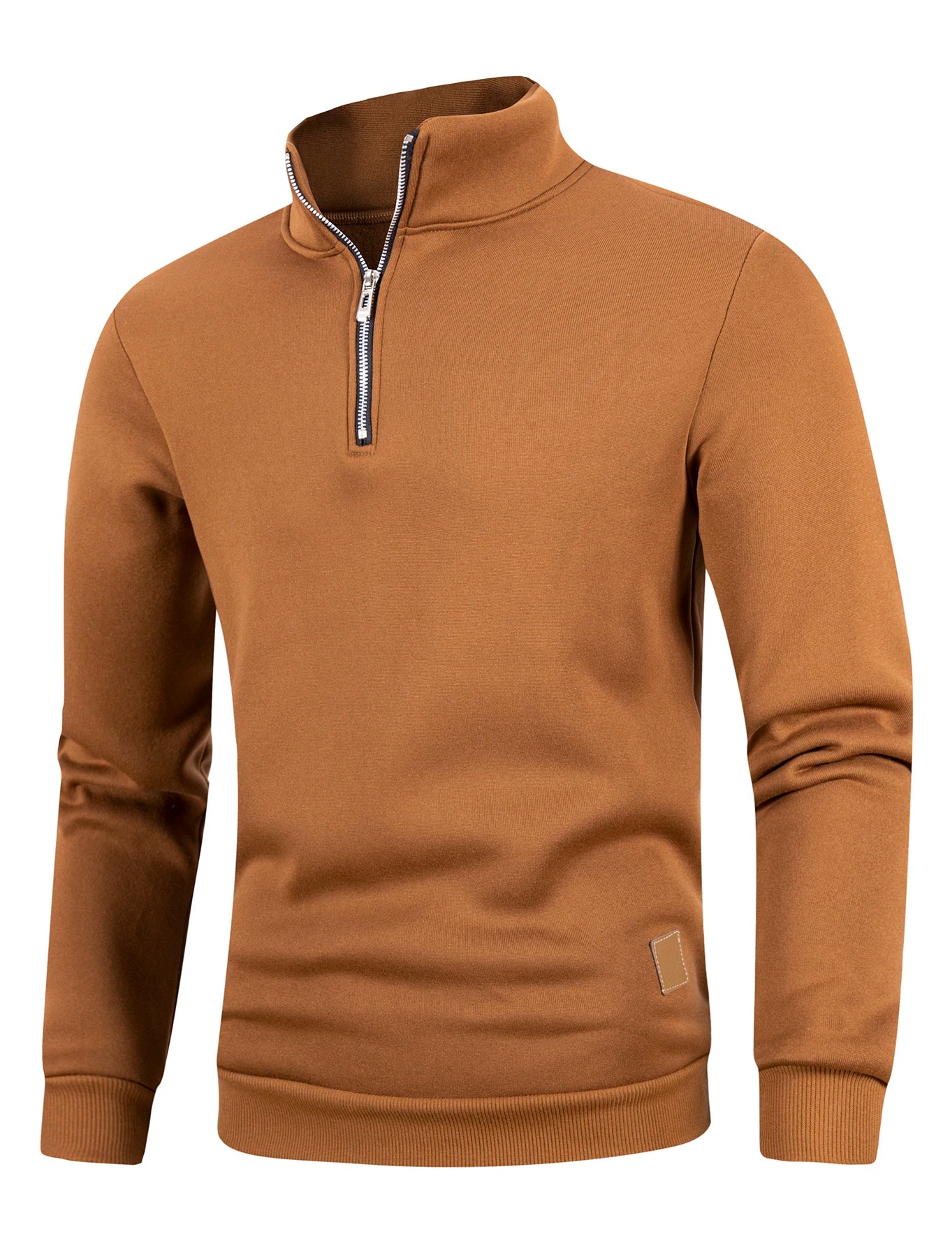 Men's Pullover Solid Color Stand Collar Leisure and Comfortable Zipper High Collar for Warmth Slim Fit Sweater Sweatshirts
