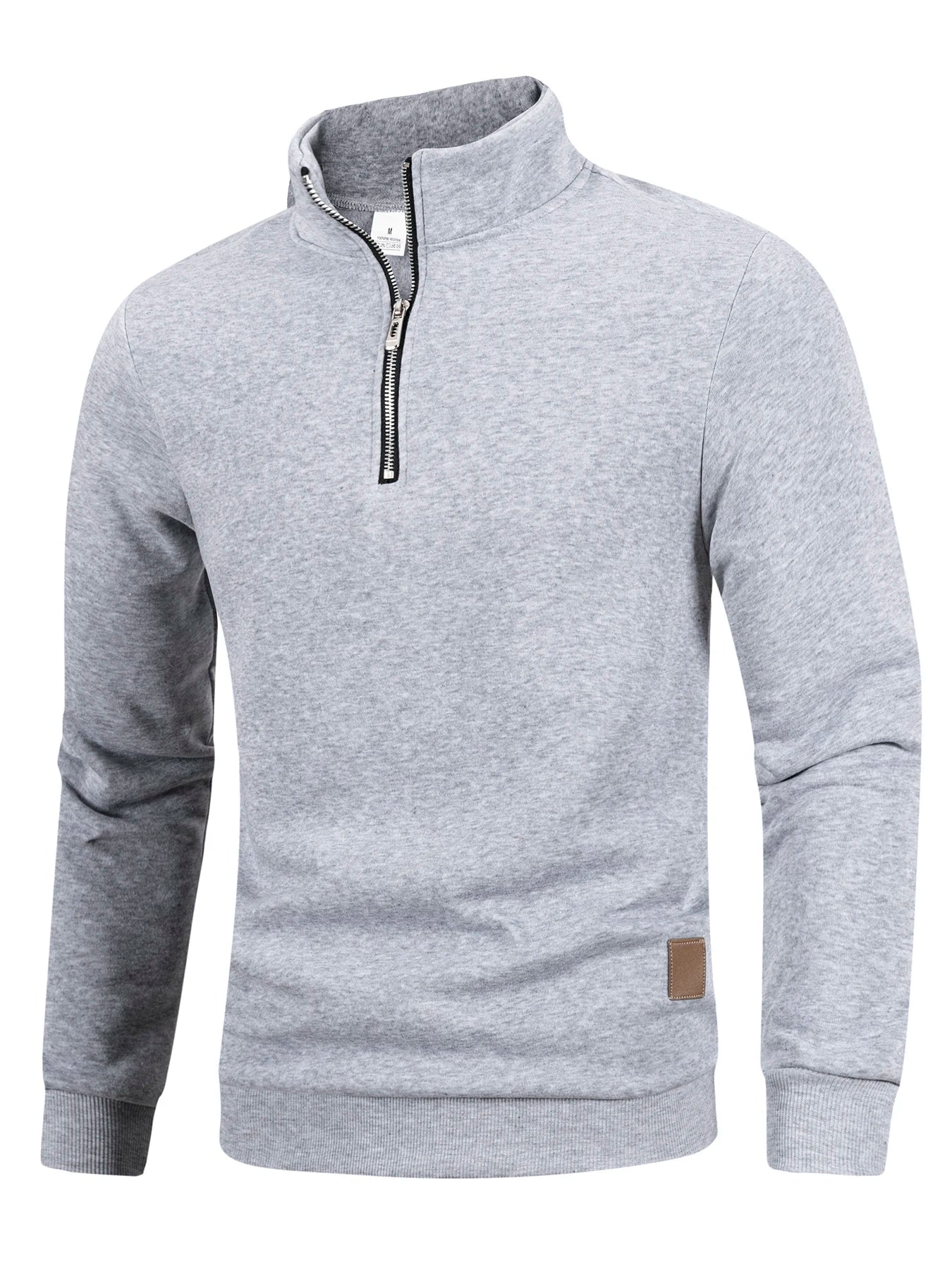 Men's Pullover Solid Color Stand Collar Leisure and Comfortable Zipper High Collar for Warmth Slim Fit Sweater Sweatshirts