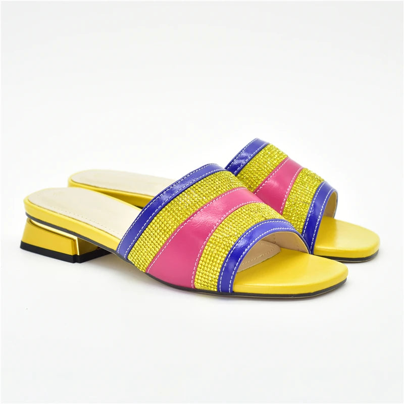 Fashionable Nigeria Colorful Shoe Ladies Shoes and Sandals Wedding Shoe for Women Bride Low Heels Plus Size Women Shoe 43