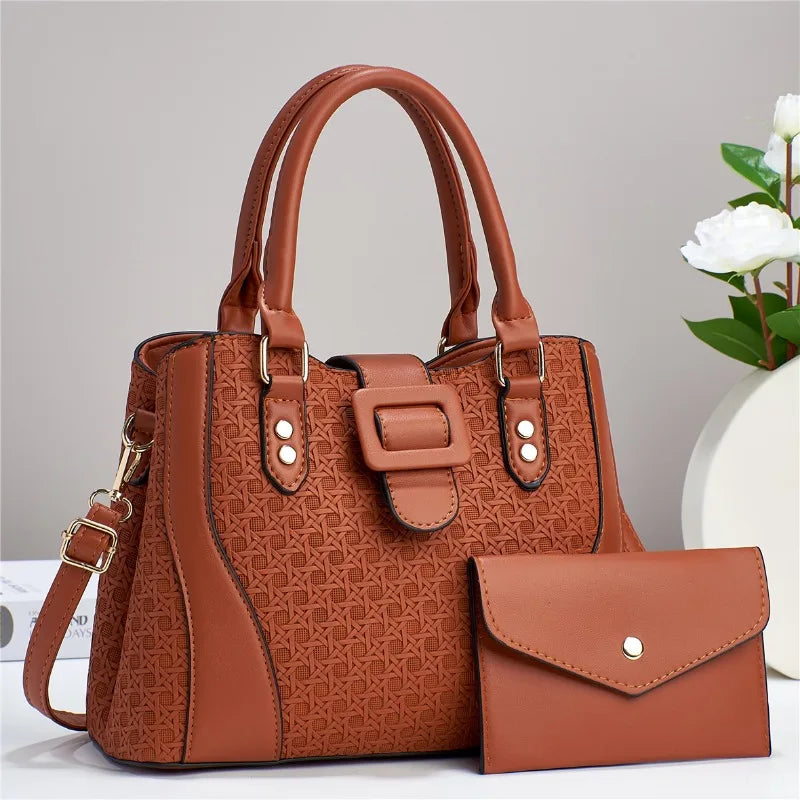 Luxury Brand Designer Women'S Handbag Large Capacity Shoulder Bag Classic Retro Crossbody Bag Urban Commuting Tote Bag+wallet