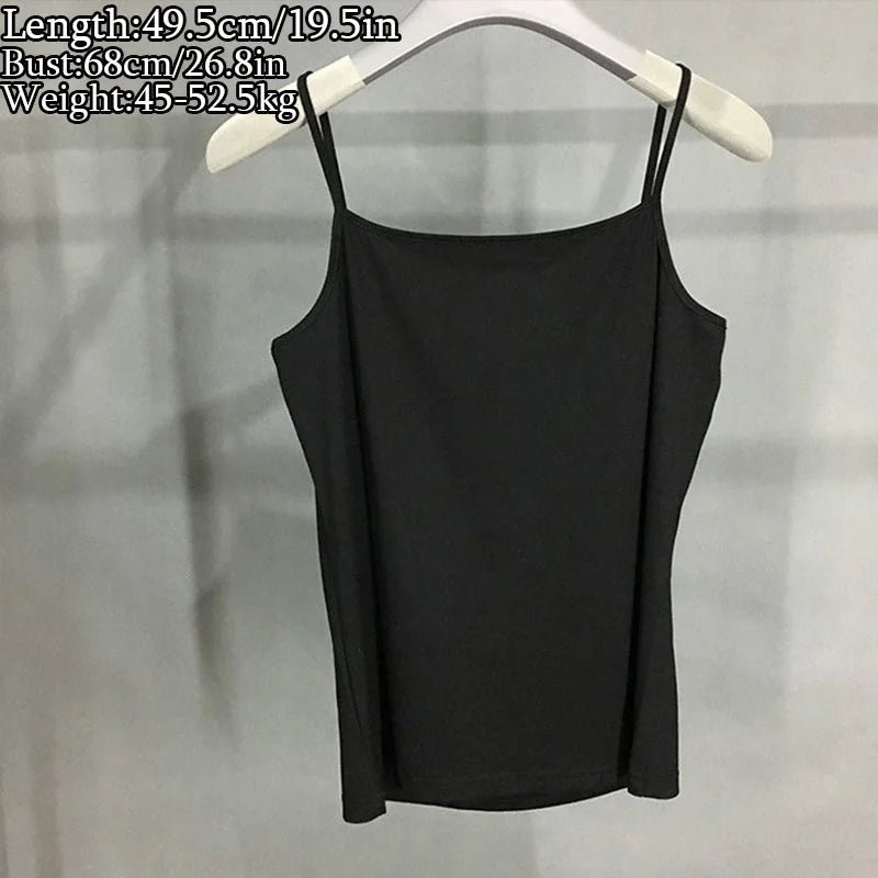 Summer Sexy Sling Camisoles Black White Tank Top Women Crop Tops Sleeveless T-Shirt Sport Vest Simple Solid Color Thin Camisole