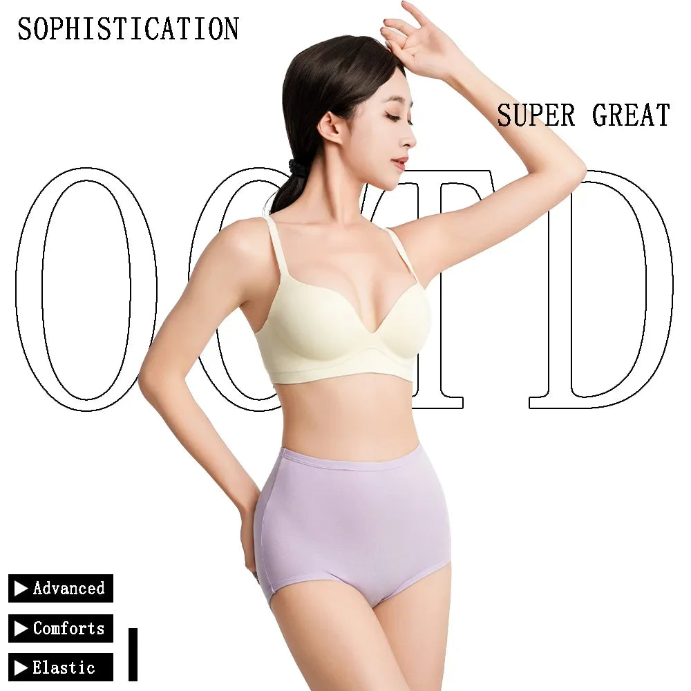 Womens High Waist Underwear Cotton Underpants Soft Breathable Briefs Woman Tummy Control Seamless Invisible Solid Ladies Panties