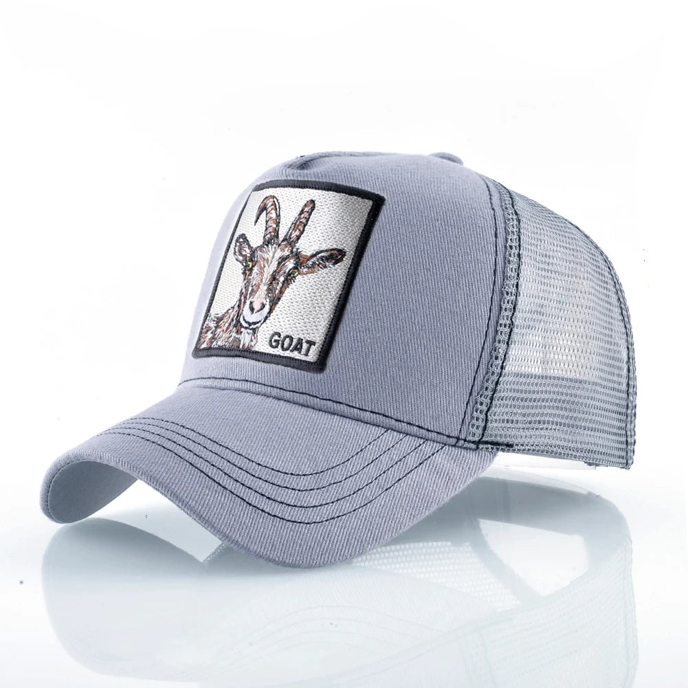Fashion Trucker Caps With Embroidery Goat Patch Four Seasons Snapback Baseball Cap For Men Women Adjustable Visor Hat