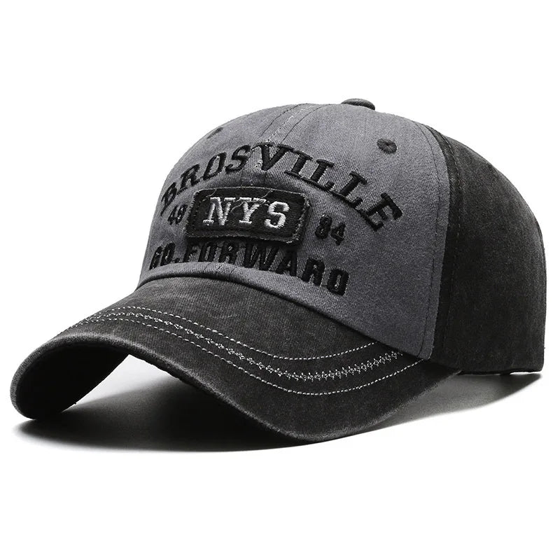 Unisex Washed Cotton Baseball Cap Retro Letter Embroidery Baseball Hat Adjustable Unisex Streetwear Spring Summer Sun Protection