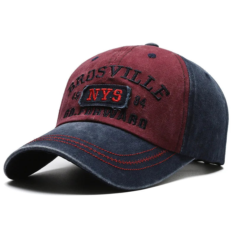 Unisex Washed Cotton Baseball Cap Retro Letter Embroidery Baseball Hat Adjustable Unisex Streetwear Spring Summer Sun Protection