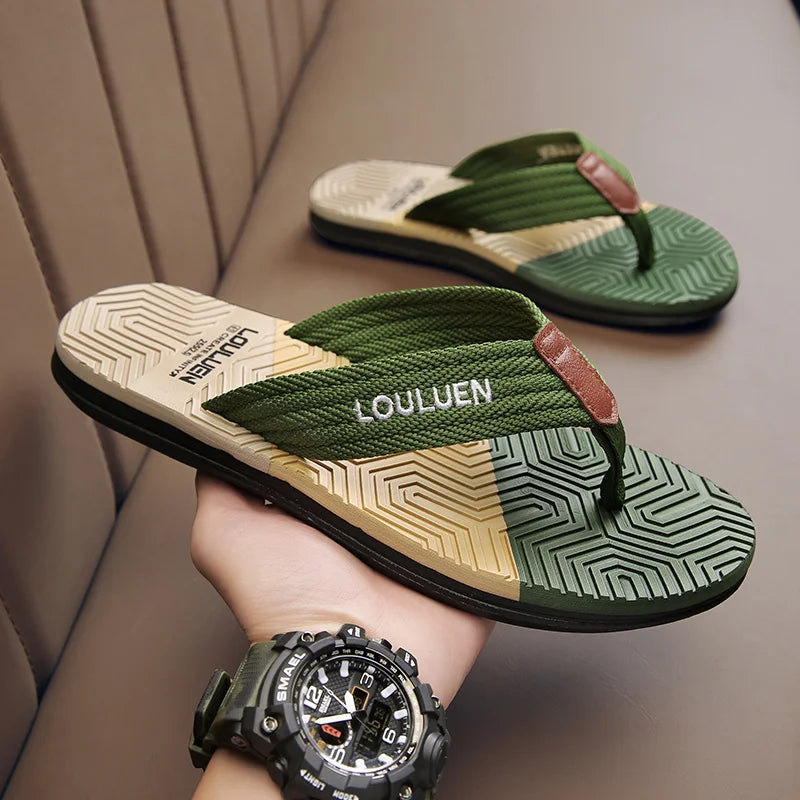 Men's Flip-Flops Waterproof Non-Slip Soft Sole Wear-Resistant Home Outdoor Multi-Color Slip-On Flip-Flops
