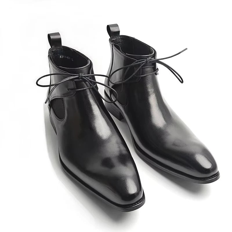 Luxury Men's Genuine Leather Chelsea Boots Dress Shoes for Formal & Casual Wear Lace-Up Boots Best for Office,Wedding & Parties