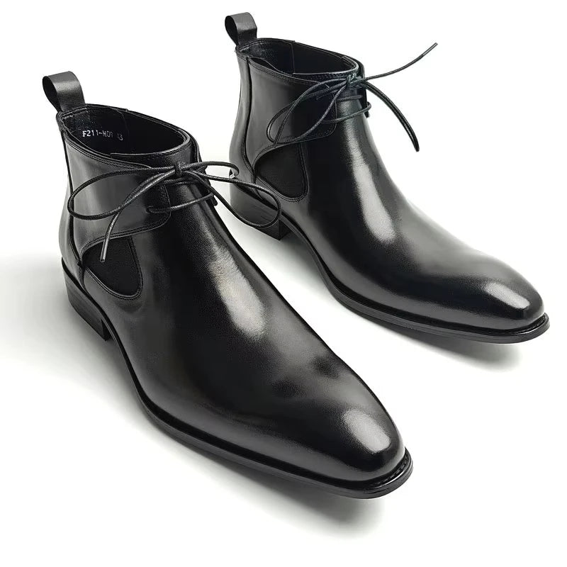 Luxury Men's Genuine Leather Chelsea Boots Dress Shoes for Formal & Casual Wear Lace-Up Boots Best for Office,Wedding & Parties