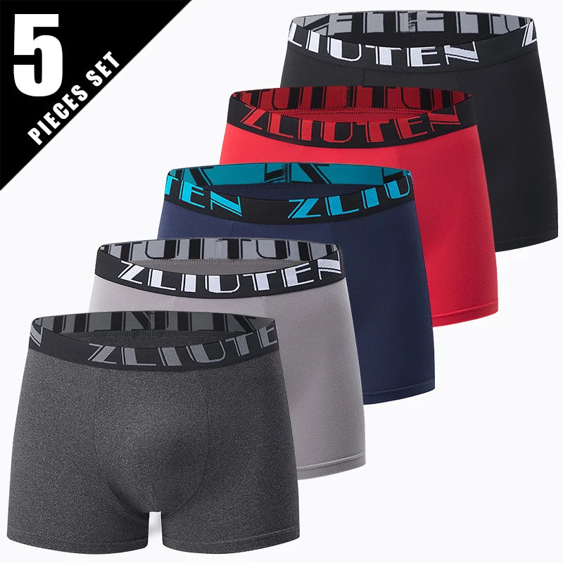 5-Piece Men's Fashion Printing Plus Size 5XL6XL Boyshort Underwear Comfortable For Sports Casual Underwear Elastic Waist Shorts
