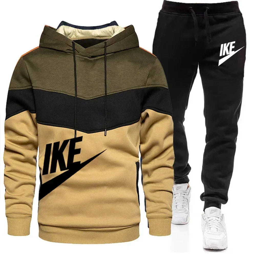 Autumn and winter Sportswear suit men's hoodies set casual warm sports sweater brand pullover + jogging pants 2-piece set