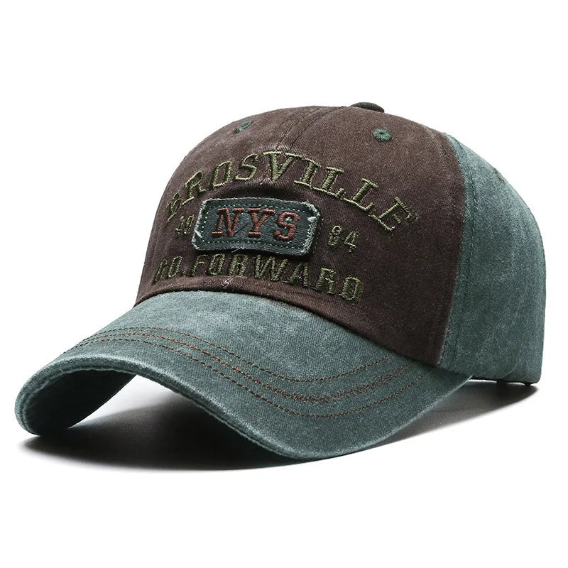 Unisex Washed Cotton Baseball Cap Retro Letter Embroidery Baseball Hat Adjustable Unisex Streetwear Spring Summer Sun Protection